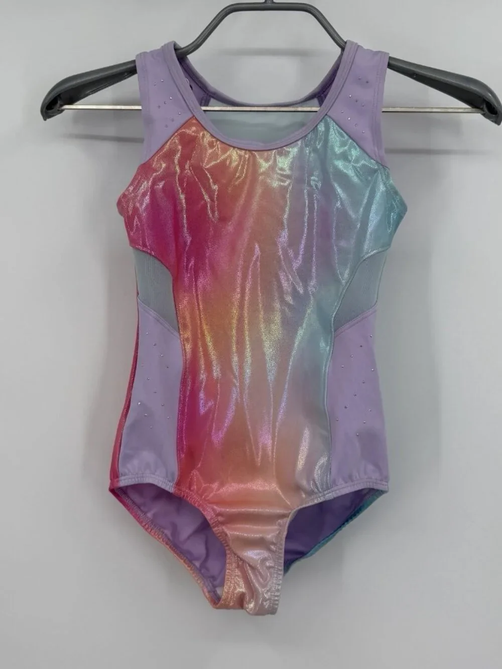 More Than Magic Sleeveless Leotard size S 6/6X Purple/Multicolor Ombre Mesh Stud